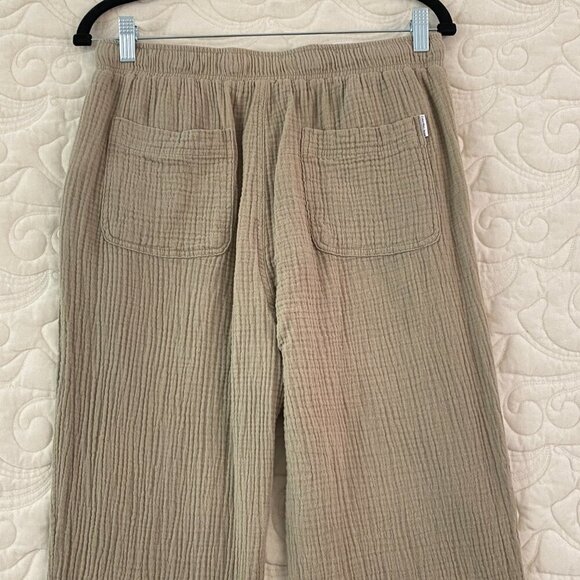Calvin Klein Crinkle Cotton Pants Pull On Size Medium Straight Leg Relaxed Fit - Picture 4 of 12